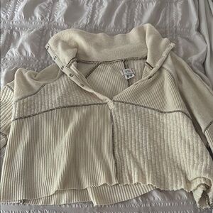 Urban Outfitters Cream Ribbed Cardigan Sweater